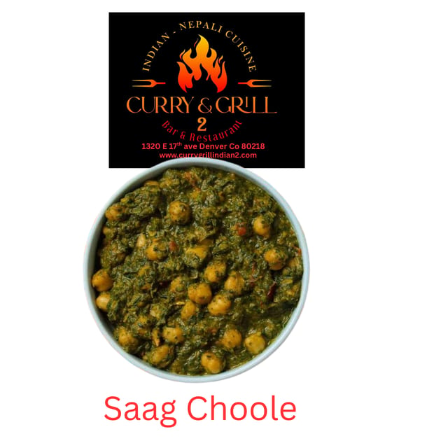 Saag Chole (chickpeas).