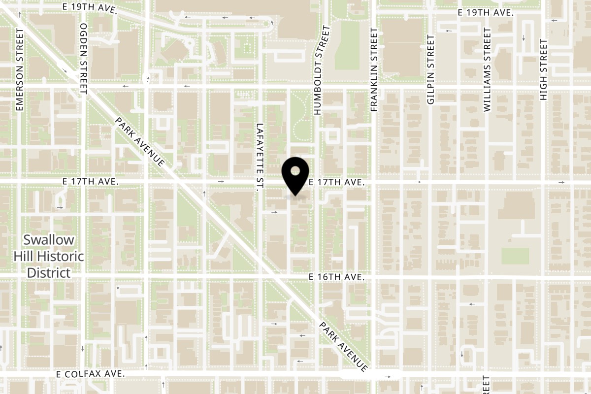 Map showing the location of Curry & Grill Indian 2 on 1320 E 17th Ave in Denver
